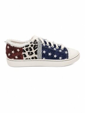 Star Print Canvas Sneakers Womens 7 Low Top Lace Up Casual Shoes